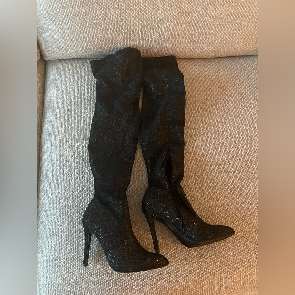 Knee high sparkly boots